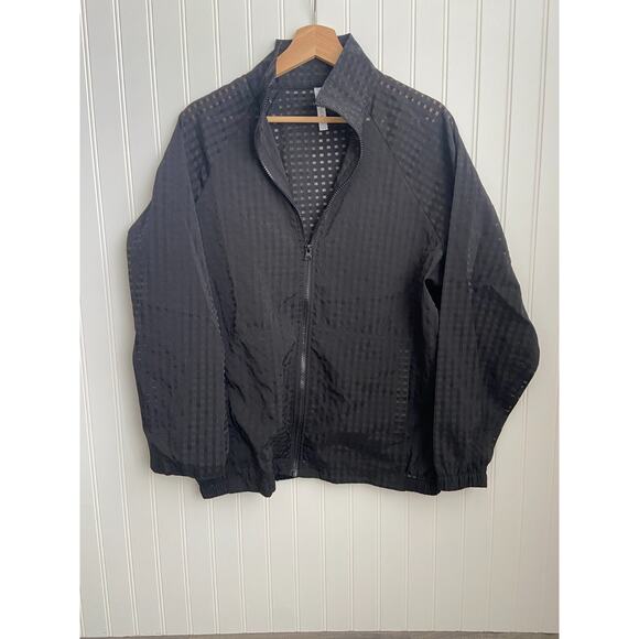 Fabletics Jacket Cleo Women's S Black Lightweight Full Zip Up Checker Pattern - Picture 1 of 4